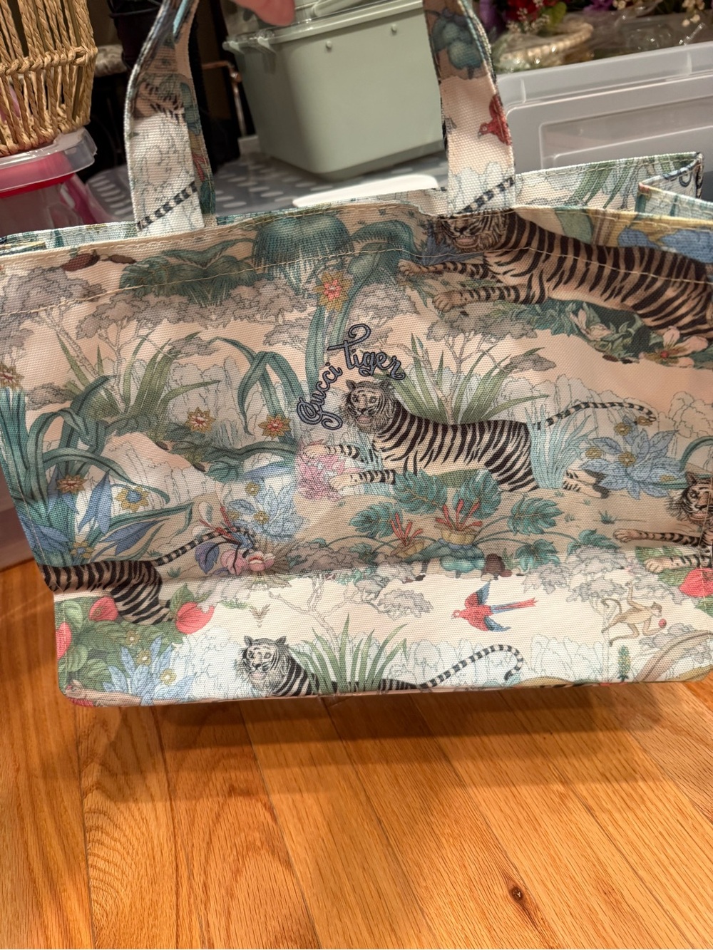 NEW Printed Tiger Canvas Tote Bag - Pastel Multicolor GWP